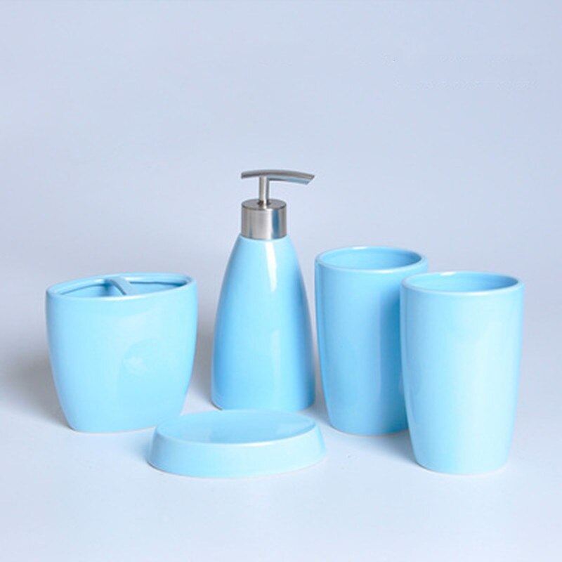 5 stk porcelæn badeværelsessæt europæisk badeværelse keramisk flydende sæbedispenser porcelæns sæbe tandbørsteholder boligindretning: C