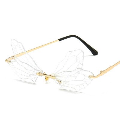 Dames zonnebril zonder montuur, vintage libelle, steampunk zonnebril, heren montuurloos, gradiënt, heldere glazen, zonnebrillen, oculos: 12