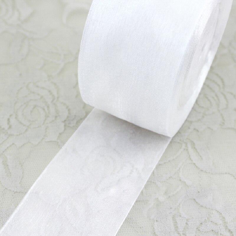 Cinta de organza blanca para envolver , cintas decorativas, (12/15/20/25/40/50mm), 50 yardas/rollo