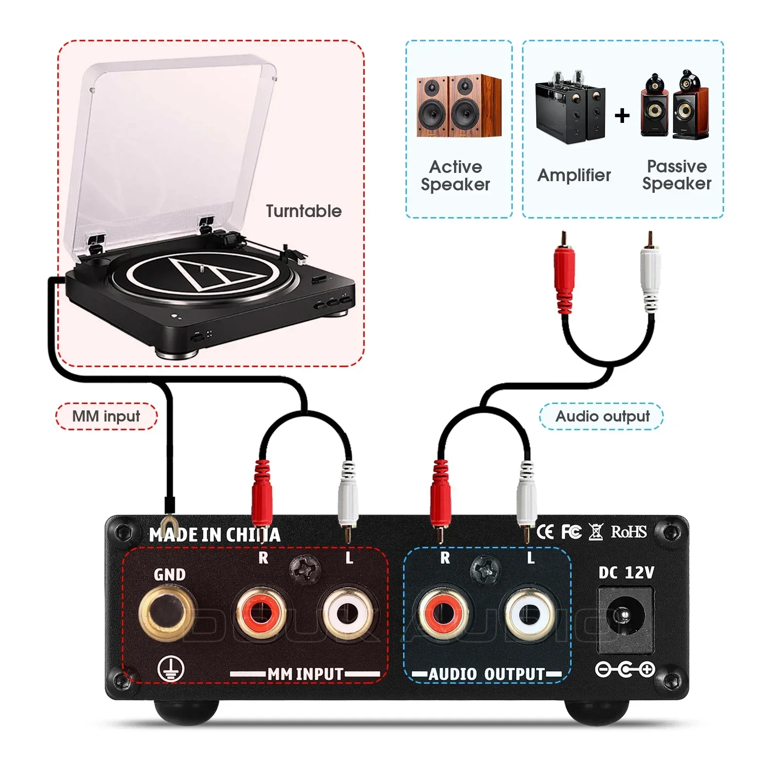 Douk Audio T3 HiFi MM Phono Stage Preamp RIAA giradischi preamplificatore amplificatore giradischi