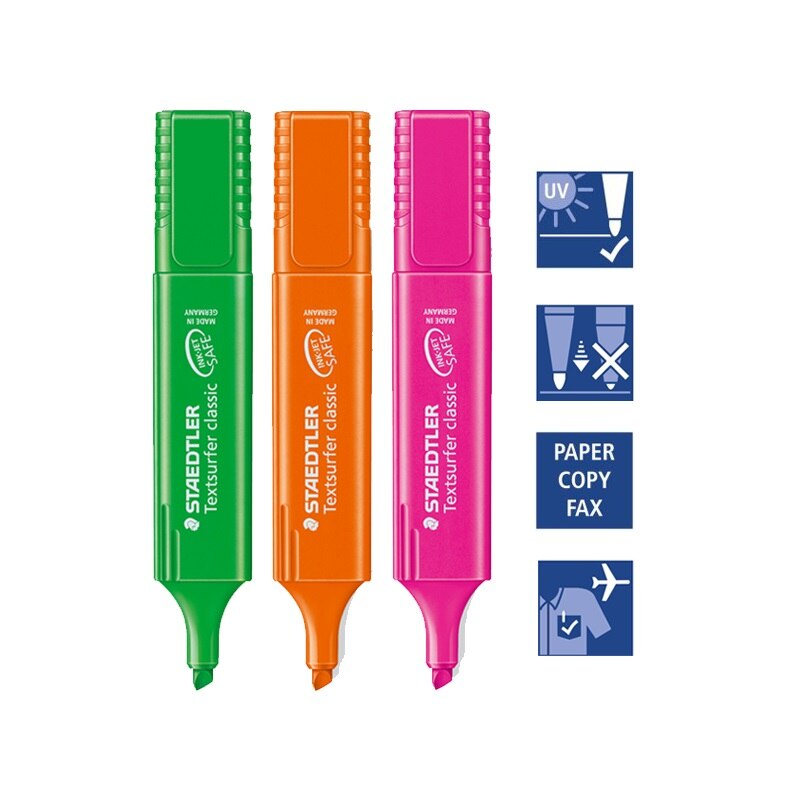 Staedtler Textsurfer Klassieke 4/6/8Pcs Highlighter Pennen Set 364 P WP8, inkt Jet Safe1-5mm Marker Liner Papier Fax Tekening A6110