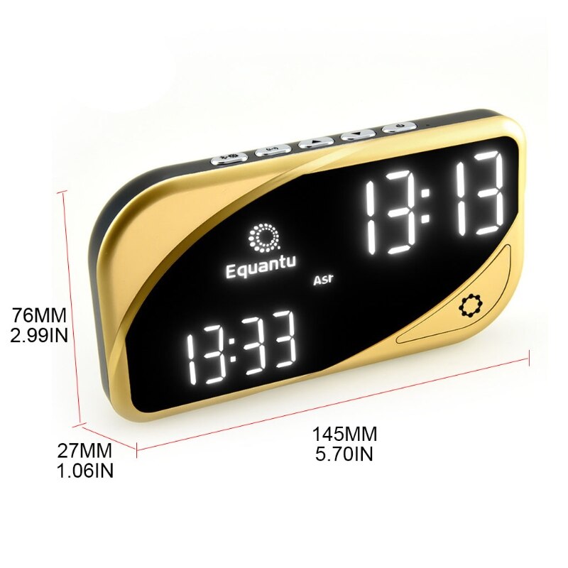 Azan Counter Digital Automatic Islamic Azan Muslim Prayer Alarm Table Clock Battery Oporated Mosque Outdoor Gold