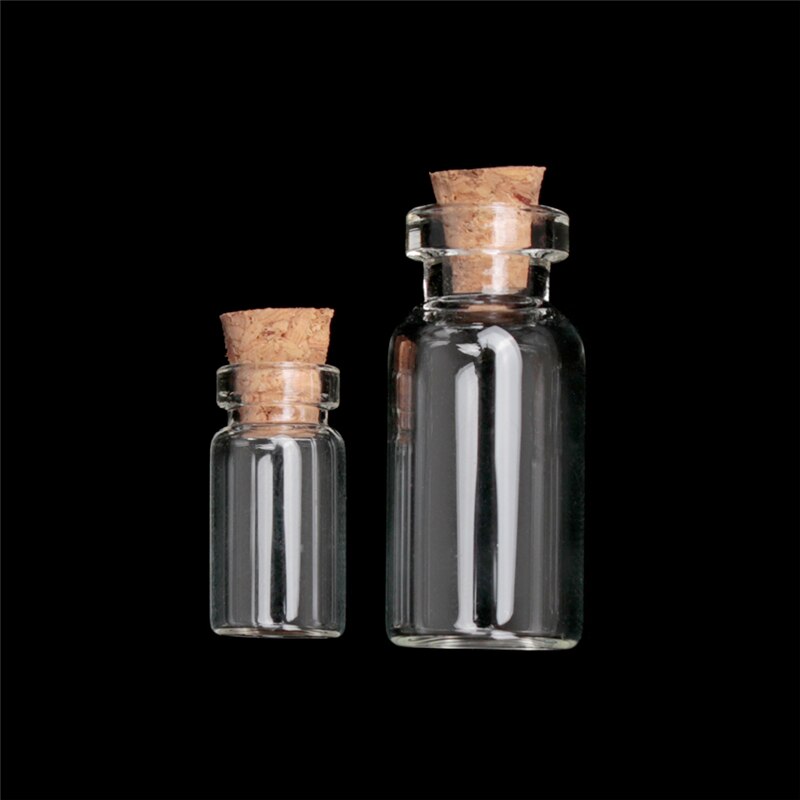 Mini vaso de 10ml de Uds. 1/3/5/10, pequeño tapón de corcho transparente, botellas de deseos, frasco de vidrio transparente, tapón de corcho para recuerdo