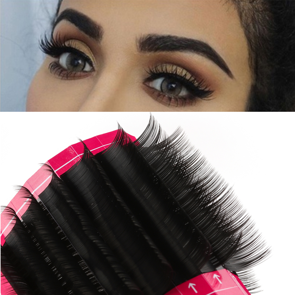 12 bakker imiteret mink individuel øjenvippeforlængelse volumen vipper b/c/d curl 0.10 mm tykkelse 8-14mm naturlige lange vipper håndlavede