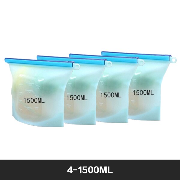 Reusable Food Storage Bags BPA Free 4-Pack Zip lock Silicone Food Bag Set Freezer & Microwave Safe Washable Zip Lunch Baggies: Army Green