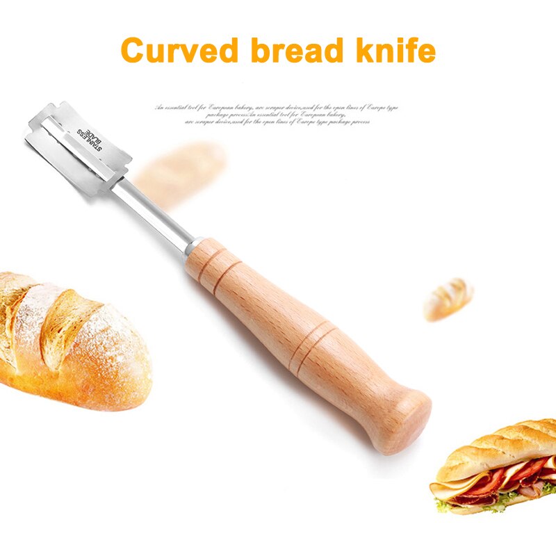 Bread Bakers Cutter Slashing Tool Dough Making Razor Wood Handle Bakeware Bread Bakers Lame Slashing Tool BDF99