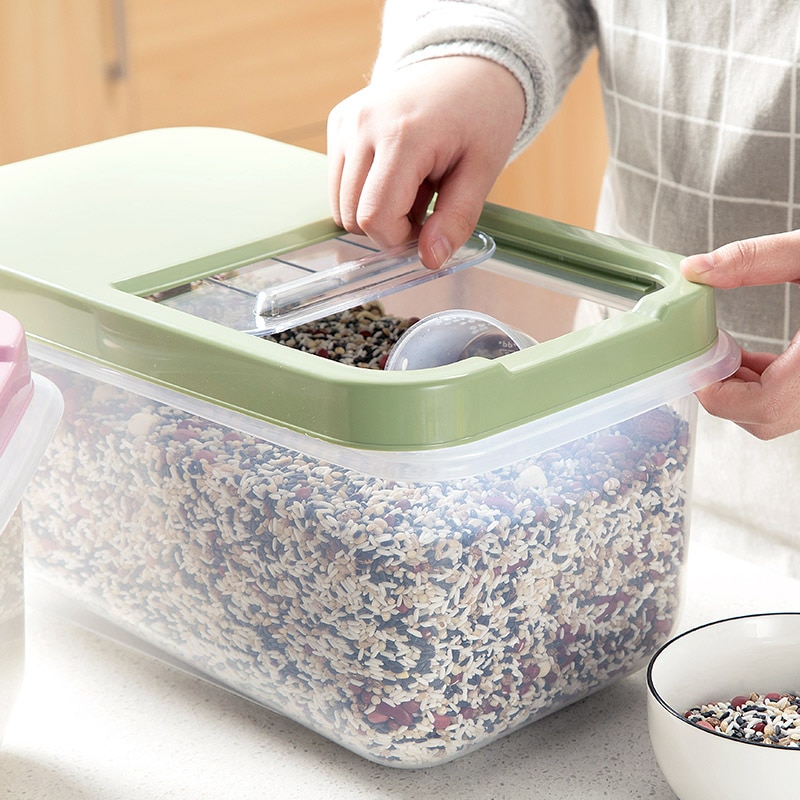 Grote keuken doorzichtige deksel opbergdoos houder graan voedsel rijst bonen organizer doos bloem ontbijtgranen snoep snacks afsluitbare container dozen