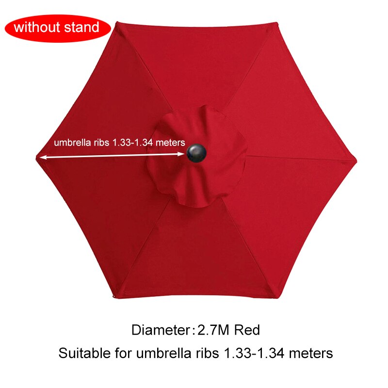2/2.7/3M Parasol Vervangbare Doek Zonder Stand Outdoor Tuin Patio Banaan Paraplu Cover Waterdicht Zonnescherm Luifel: 2.7m Red for 6 Ribs