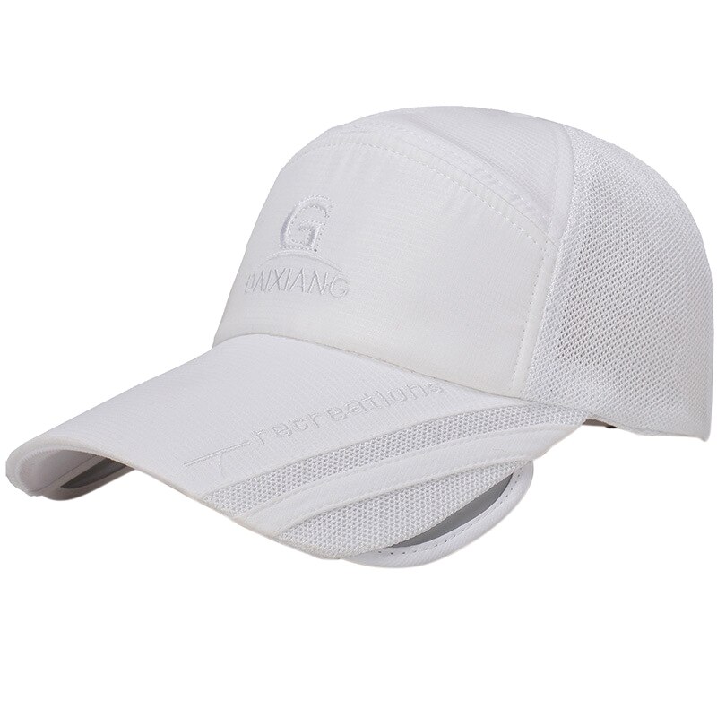 Baseball Cap Sunshade Tennis Golf Cap Wide Retractable Brim Cotton Breathable Mesh Fishing Camping Travel Beach Sport Cap: W