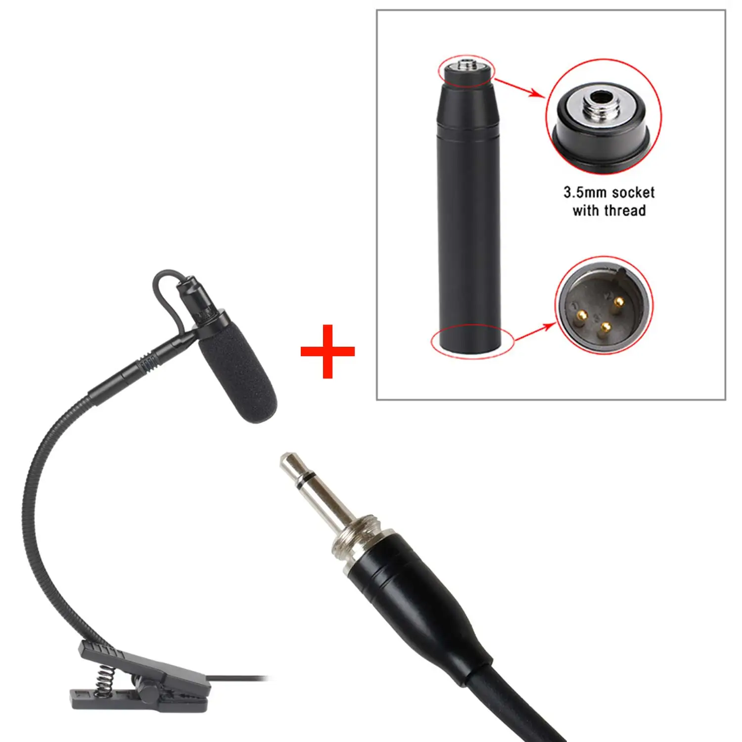 3 Pin 4 PIN Mini XLR Saxofoon Microfoon Supercardioid 3.5mm Trompet Muziek Blaasinstrument Sax Mic Hoorn IM-20