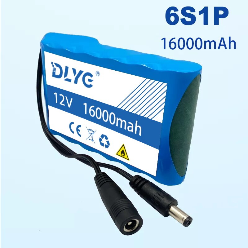 Super Portable12v6s1p16000mah Rechargeable Lithium Ion Battery Pack Capacity Dc Battery Pack12.6v Cctv Cam Monitor Charger Piles