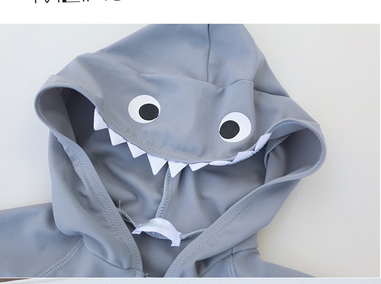 Baby Badmode Meisjes Jongens Baby Mooie Haai Een Stuk Grey Shark Schade-Proof Uv-bescherming Hooded Badpak Voor baby 'S