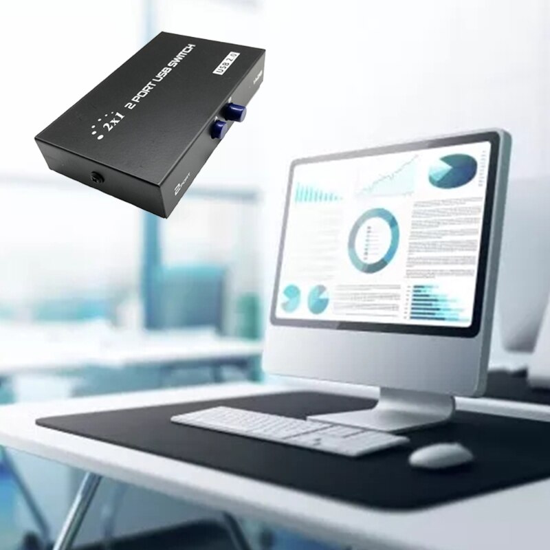 066A 2X1 USB Port KVM Switch 2 In 1 Out KVM Switcher Box 2 Port USB Splitter Adapter