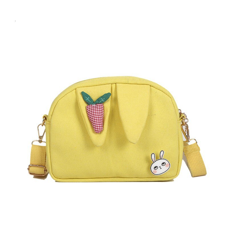 Crossbody Tas Leuke Konijnenoren Kleine Tas Canvas Schoudertas Student Kleine Schoudertas: Geel