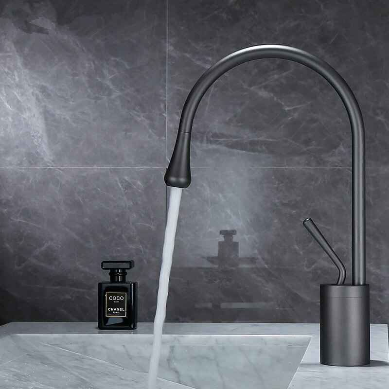 Tuqiu Antieke Badkamer Kraan Messing Wastafel Kraan Warm Koud Zwart Wastafel Kraan Messing Kraan Keukenkraan Draaibare Wastafel Waterkraan: Chocolade