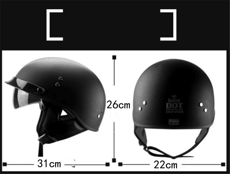 black Vintage motorcycle helmet open face helmet DOT approved half helmet Retro moto casco capacete motociclistas capacete