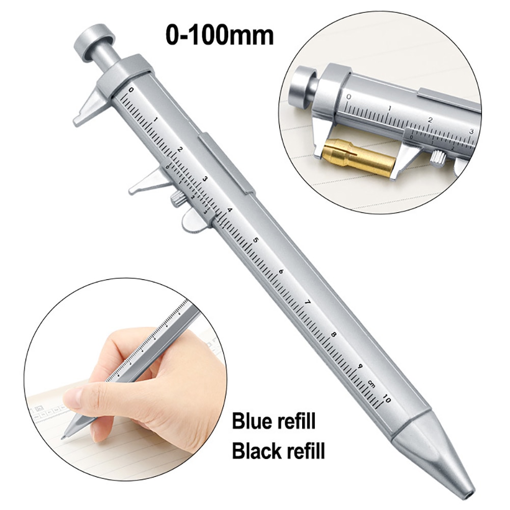Multi-purpose Portable Measuring Tool Write Instrument Practical Scale Ruler Writing Ballpoint Vernier Caliper for Student