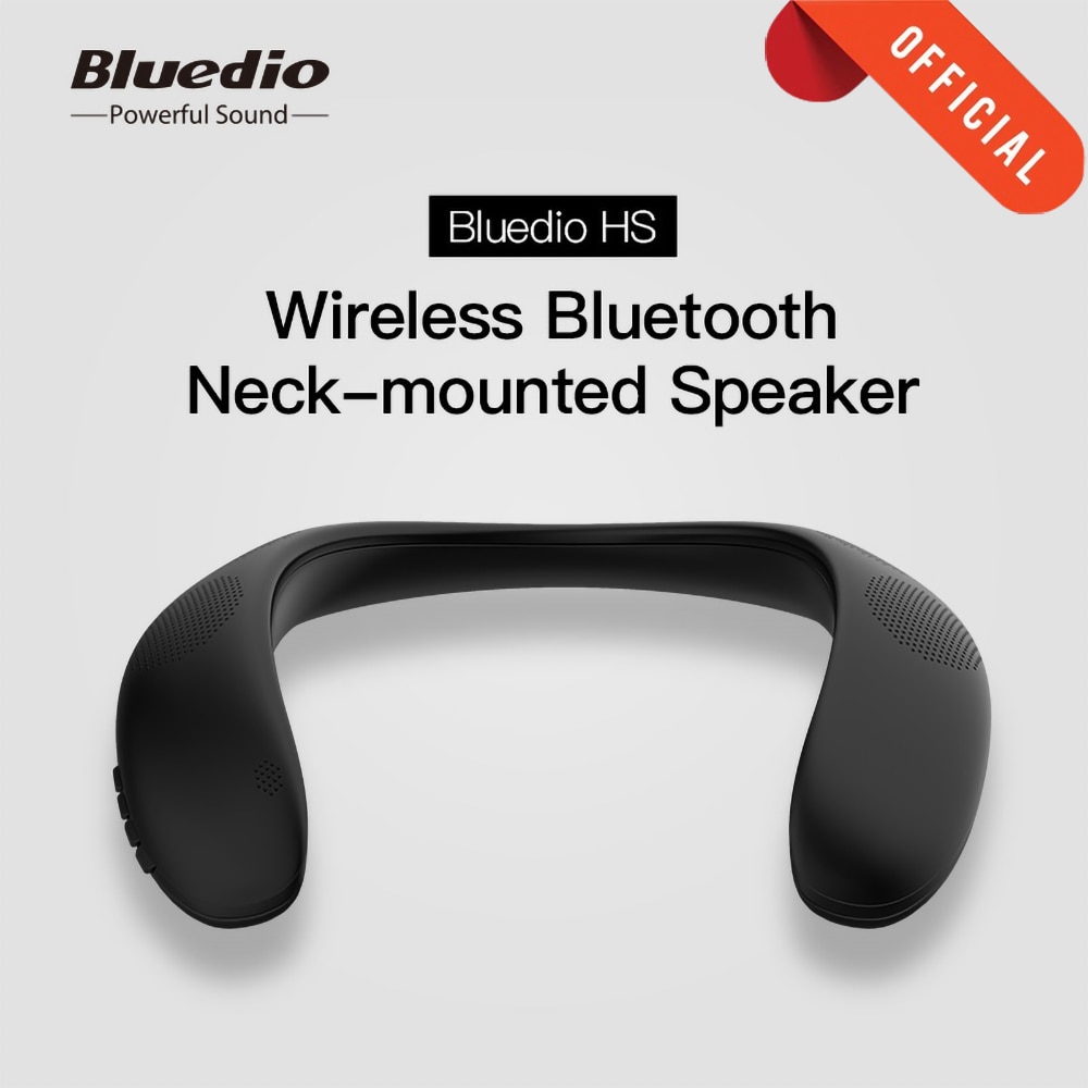 Bluedio hs halsmonterad högtalare trådlös bluetooth 5.0 bärbara högtalare med bas fm-radio sd-kortplats surroundljud svart
