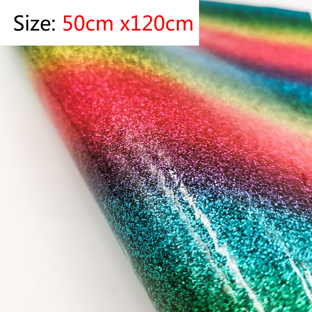 Schillernden Regenbogen Feine Glitter Stoff Sparkle Faux Leder Vinyl Handwerk Nähen Material Bögen, Der Decor DIY: Half Yard 50 x120cm