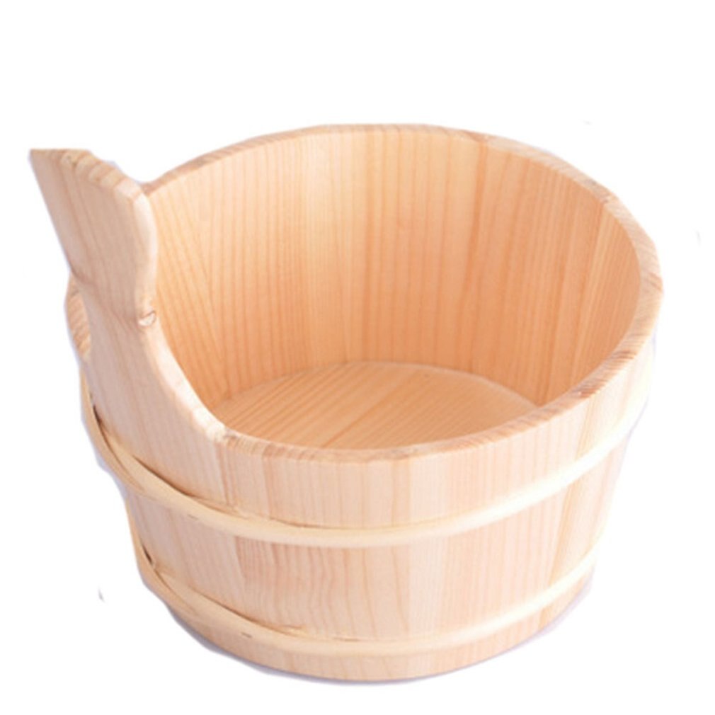 Bathroom Natural Sauna Bucket Wooden Spoon With Lined Portable Wooden Skin Weight Loss Sauna Tool Supplies