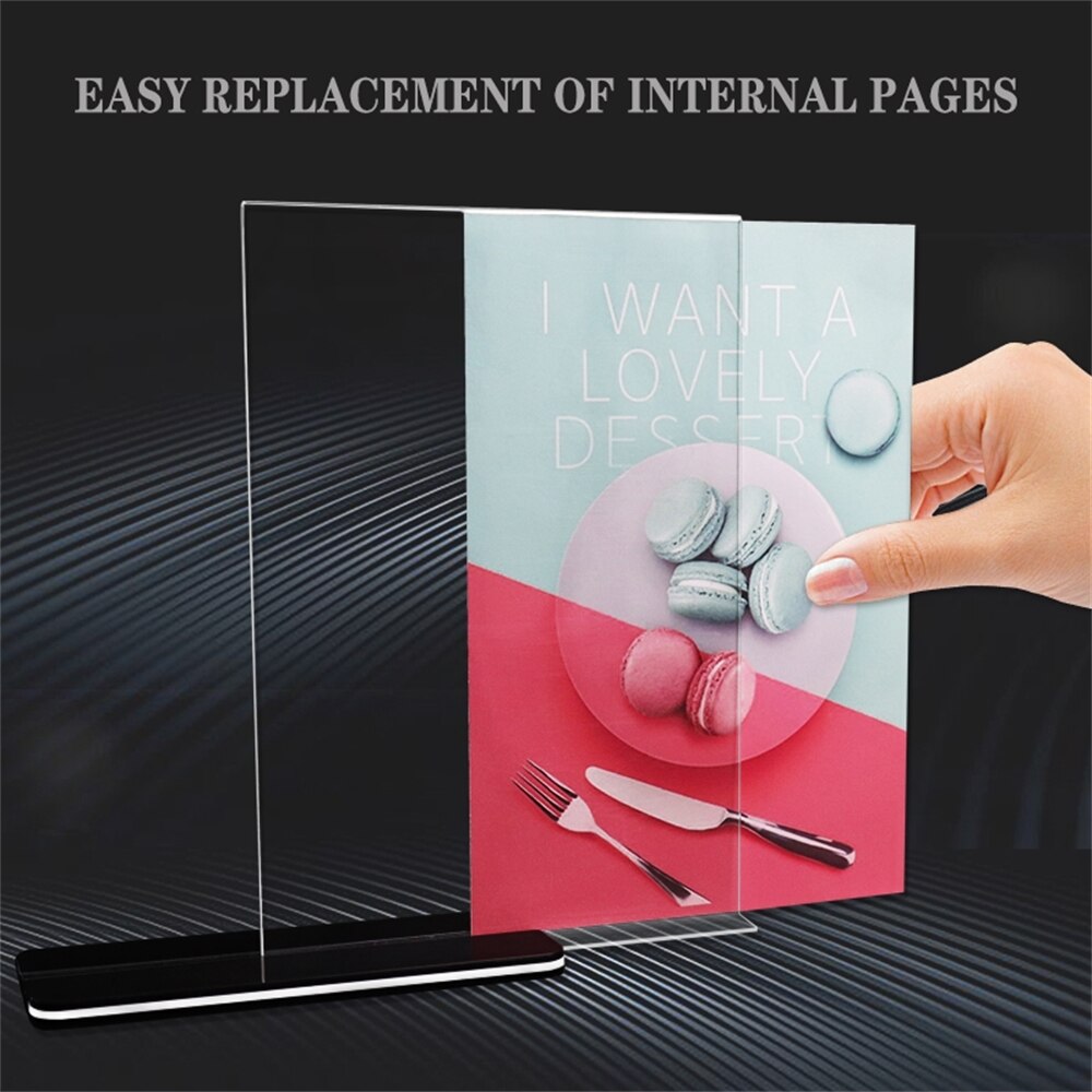 Acrylic Stand Brand A5 Double-sided Transparent Milk Tea Shop Menu Wine Crystal High-end Pull-out T-shaped Display Stand