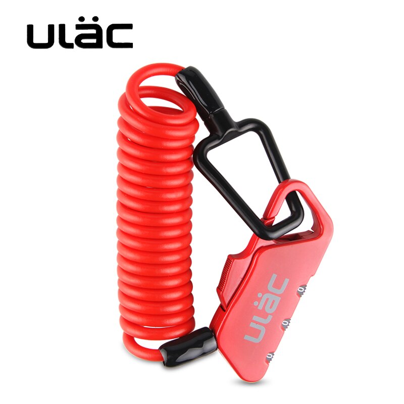ULAC Mini Bike Lock 1200mm Fold Backpack Cycling Helmet Bicycle Cable Lock 3 Digit Combination Anti-theft Bike Bicycle Lock: red