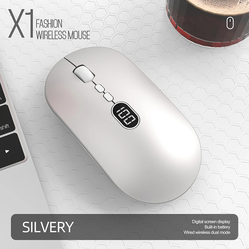 Bezprzewodowa mysz Xiaomi X1 z ekranem 2.4G Przenośna mysz USB z podwójnym trybem Cichy kliknięcie Laptop Biuro Modna mysz do gier: DARKNESS