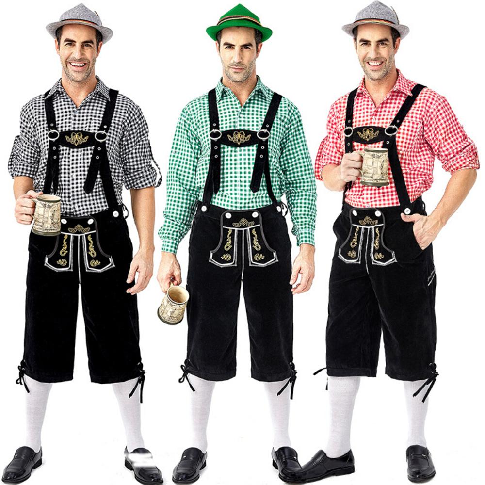 Mens Bavarian Oktoberfest Costume Beer German Lederhosen Fancy Dress Octoberfest