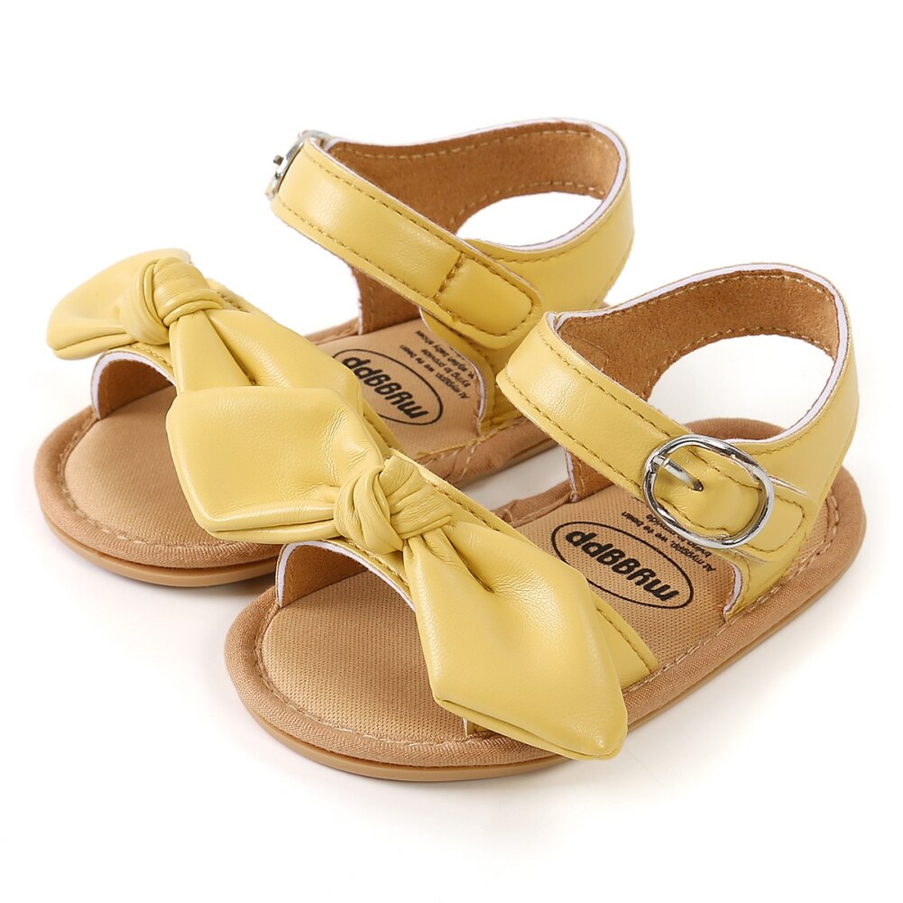 Summer Infant Baby Girls Sandals Casual Bowknot Beach Garden Shoes Anti-Slip PU Leather Flat with First Walking Shoes 0-18M: Y / 7-12 Months