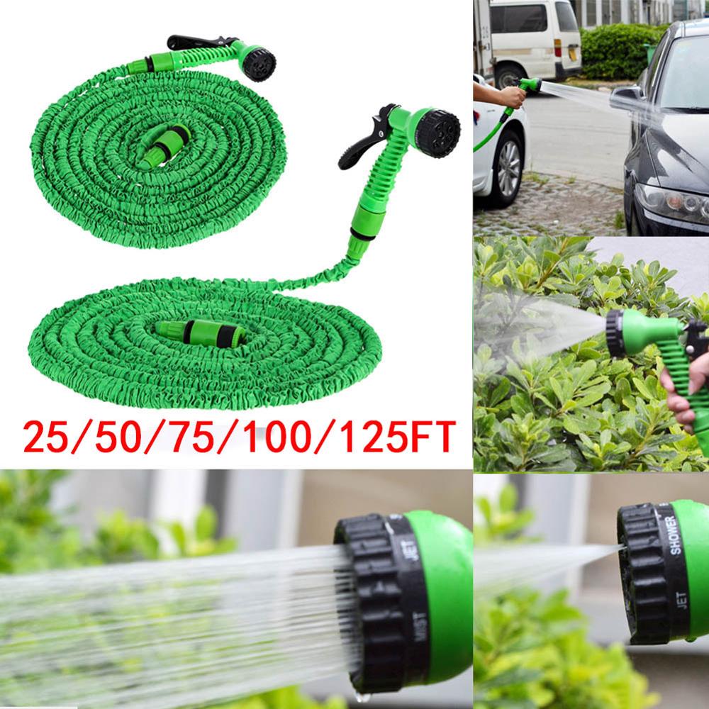 25/50/100/150/200FT Water Magic Hose Pipe Expanding Expandable Flexible Water Hoses Green Pipe Watering Spray Gun for Car Garden