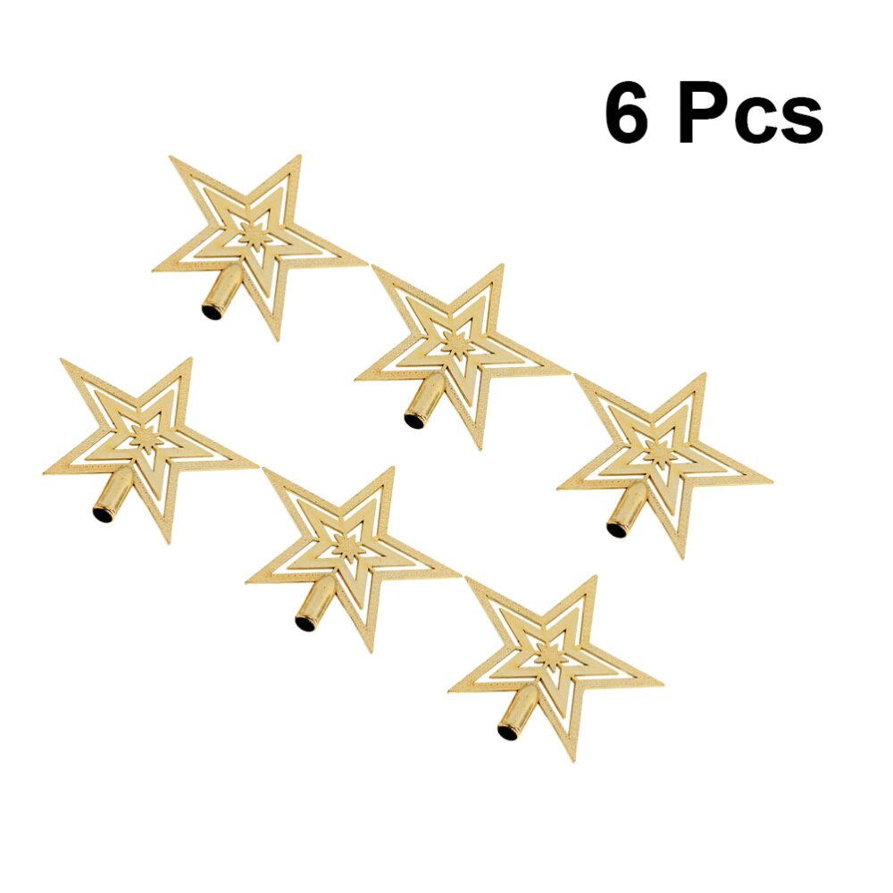 6Pcs Kerstboom Pentagram Hanger Vijfpuntige Ster Topper Hanger Ster Ornament Voor Thuis Party Festival (Golden)