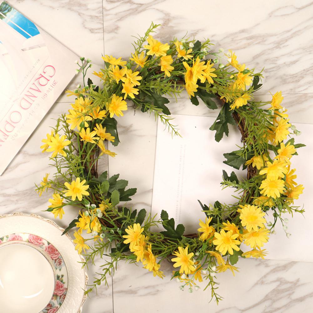 Kunstig daisy blomsterkrans hjem dør krans til bryllupsfest hængende vedhæng dekoration