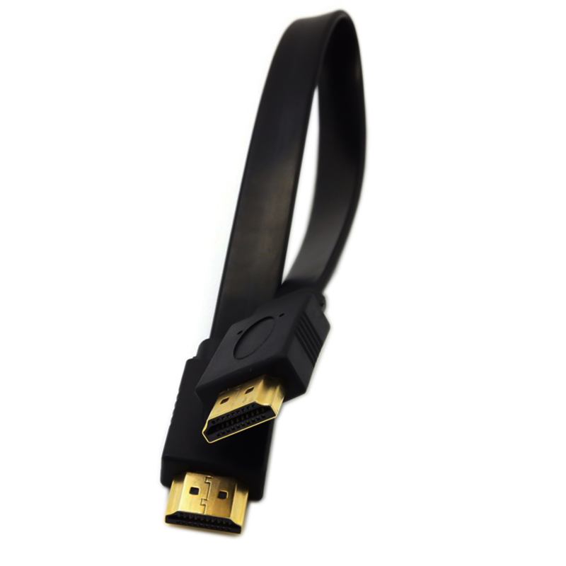 Czarny 30-centymetrowy krótki kabel Full HD zgodny z HDMI Obsługa wtyczki 3D męskiej na męską Płaski kabel do audio-wideo HDTV TV Wysoka jakość