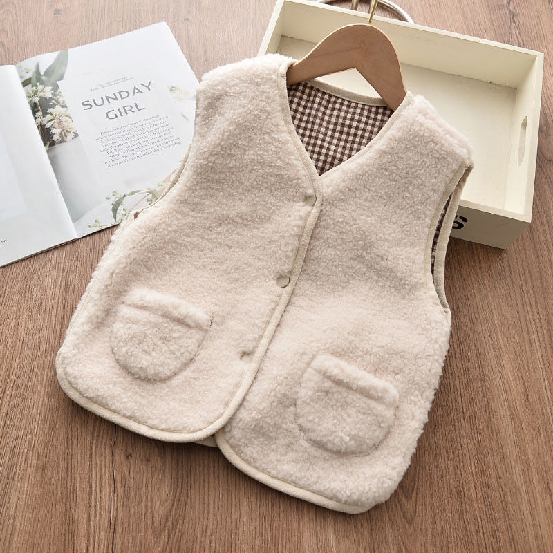 Chaleco superior para niños, primavera y otoño, Cachemira de cordero, chalecos para bebés y niñas, ropa para niños P5824: 1 / 6T