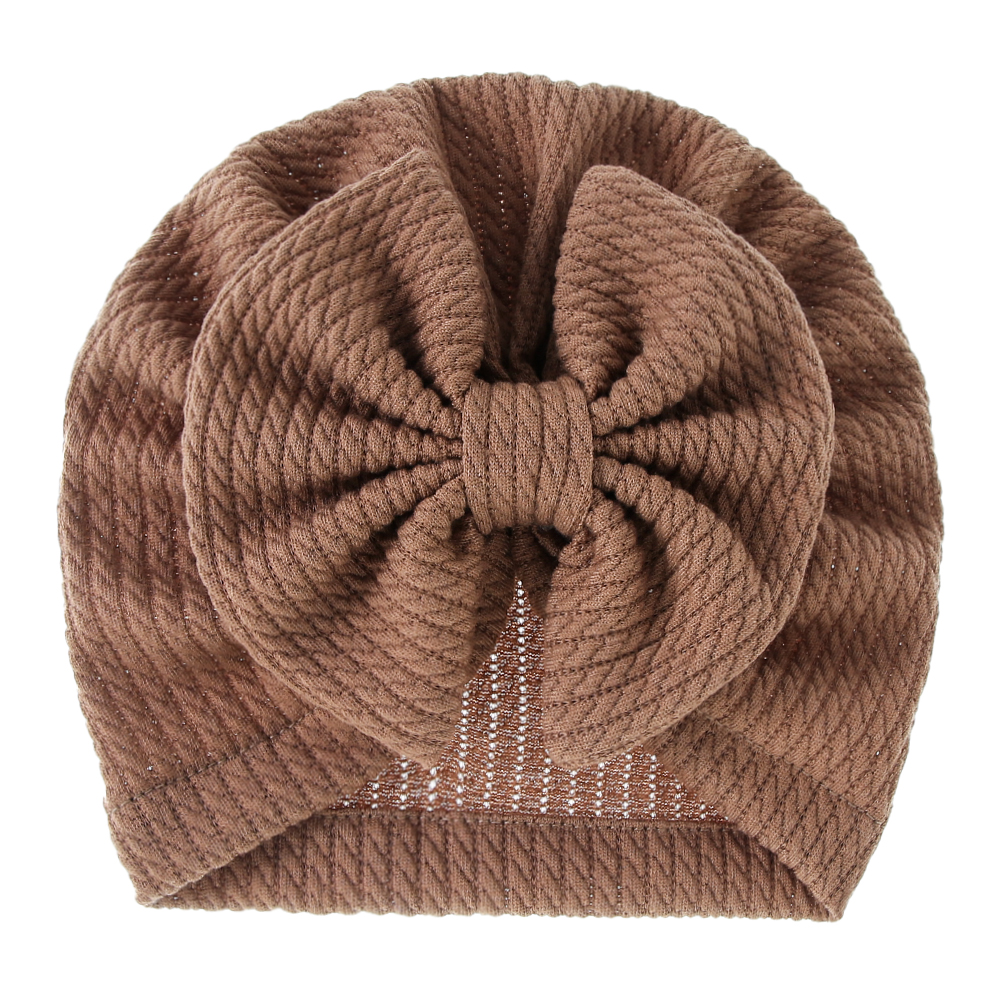 Chapeau Turban élastique pour bébé fille, en coton doux, avec nœud papillon, couleur unie, pour -né, printemps: 1