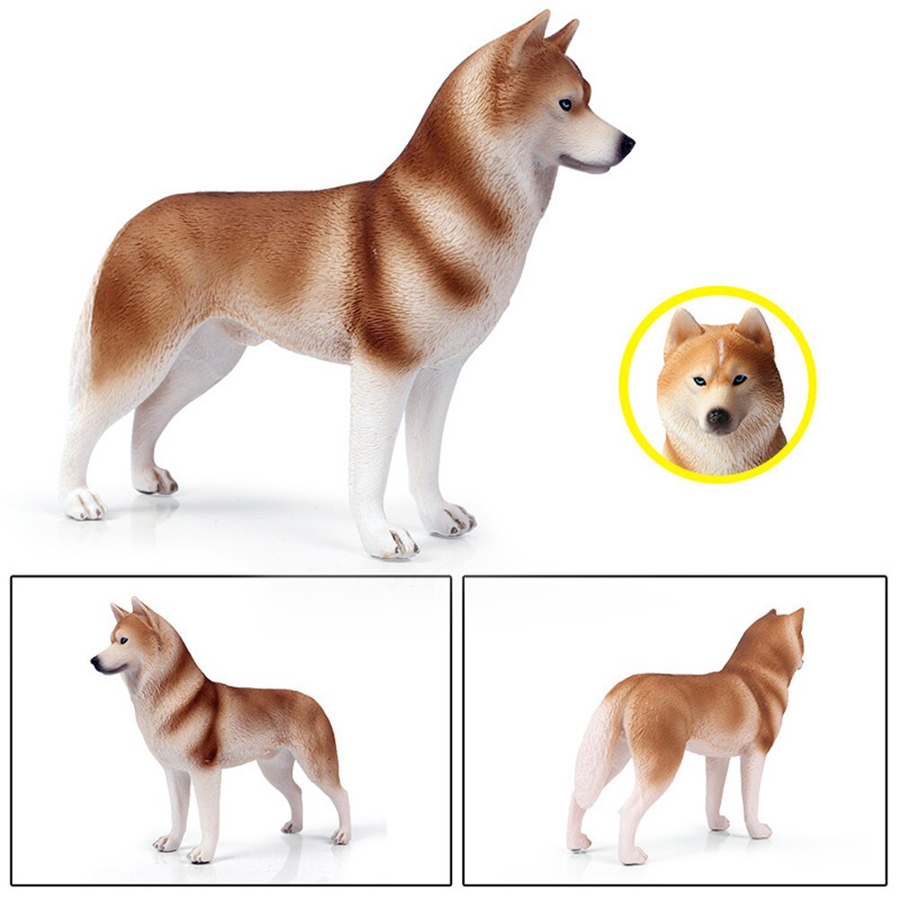 Simulazione cane Husky plastica modello animale Desktop ornamento Decor giocattolo per bambini modello animale figure figurine per giocattoli per bambini