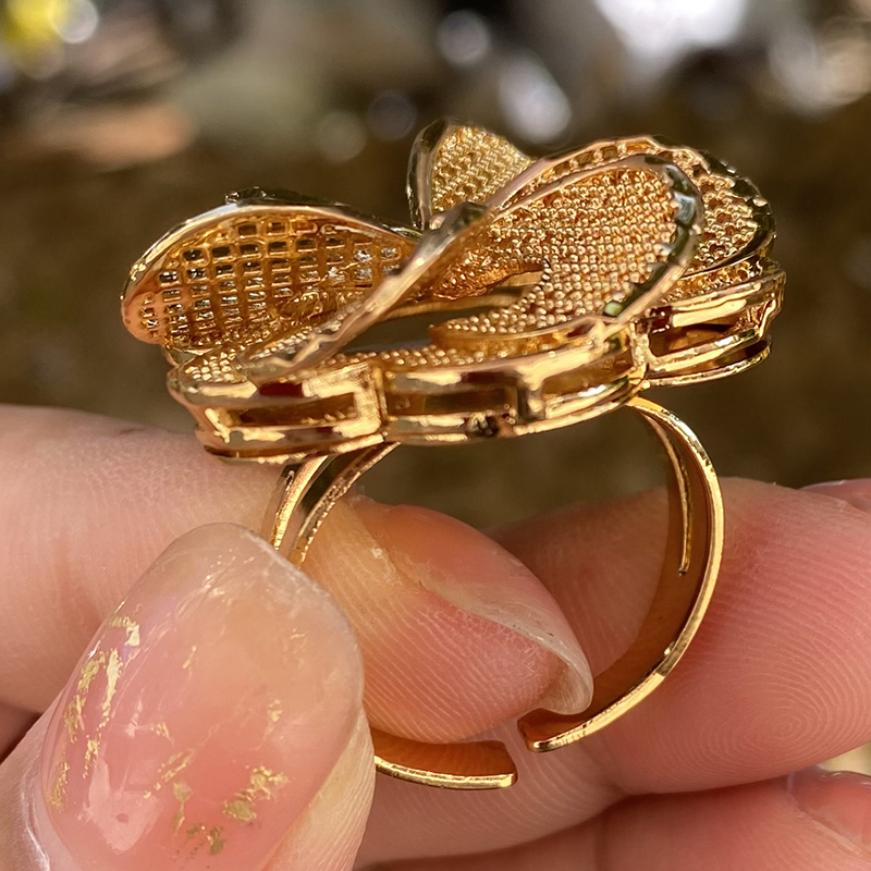 Free Size Ethiopia Rings Dubai rings For women 24K gold Plated African Party wedding Middle East Rings Hallowe