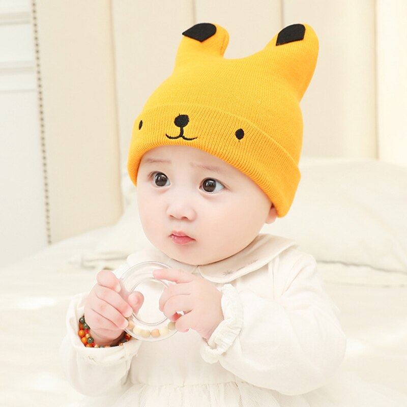 Baby Knitted Cap Autumn Winter Cartoon Puppy Pattern Set Head Hat Leisure Solid Color Baby Keep Warm Wool Caps TG0089