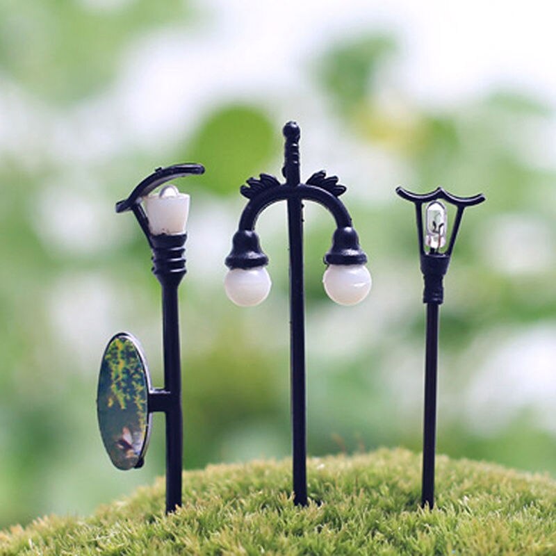 Nueva miniaturas de jardín Mini farola hadas terrarios con musgo escritorio botella jardín artesanía de resina