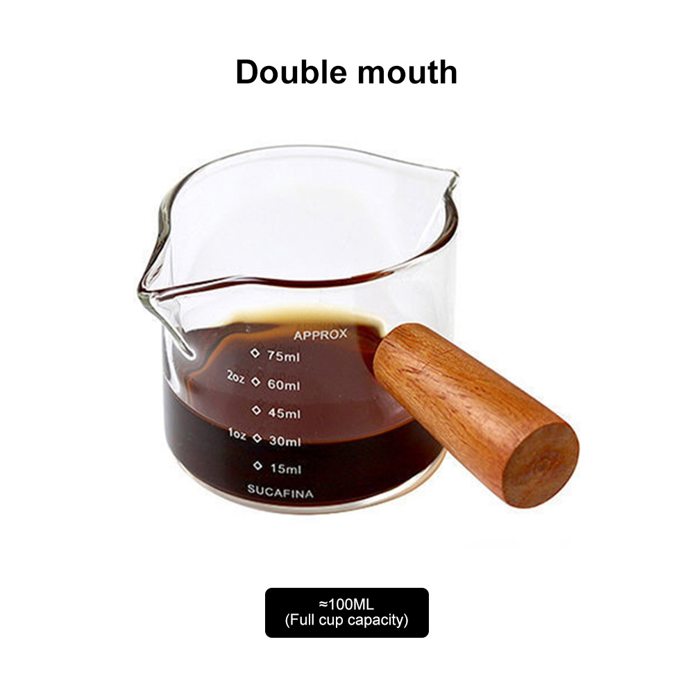 Trehåndtak glass espresso målekopp enkel/dobbel munn melkekanne kaffeutstyr gjennomsiktig kjøkkenmål krus 75ml: Grønn