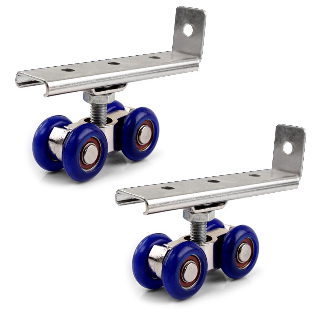 2pcs Light Sliding Door Roller 4 Wheels Home Room Wood Door Hanging Wheels Rail Track Pulley Bathroom Kitchen Furniture Hardware: Four rounds