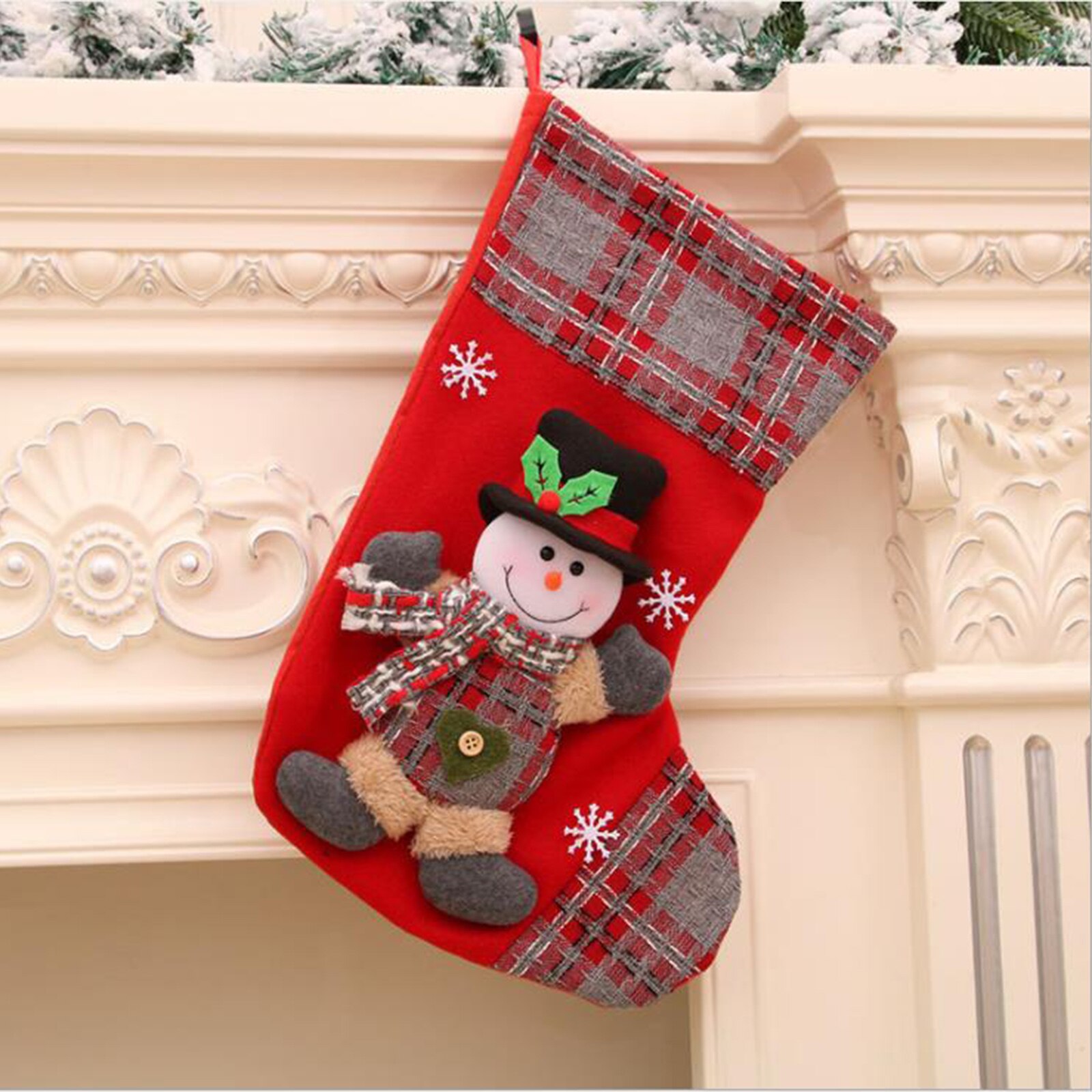 Saco de Papá Noel para decoración del hogar, bolsa de dulces colgante grande, adorno para árbol de Navidad y Año