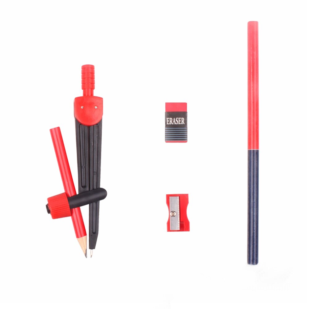 Juego de 8 piezas de compás para matemáticas, herramientas de dibujo geométricas, incluye reglas, transportador compás, borrador, sacapuntas para estudiantes escolares