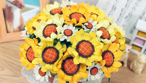 Fieltro Diy brillante girasol flor ramo Kit de fieltro de tela no tejida de costura DIY conjunto fieltro Material para manualidades