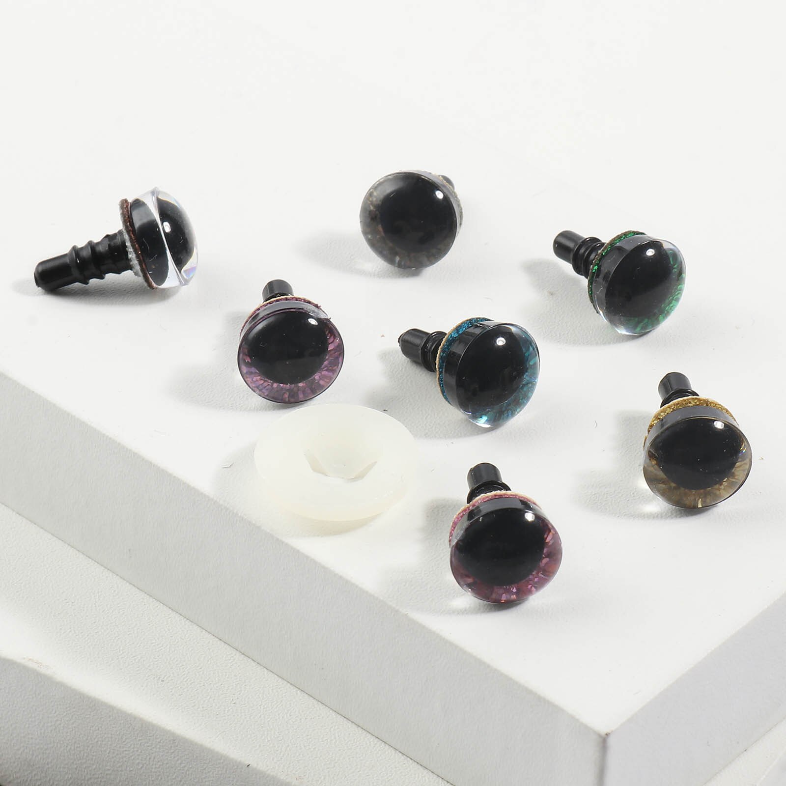 20 sets plastic doorzichtige trapezium veiligheid speelgoed ogen glitter speelgoed pop ambachten teddybeer poppen knuffel maken van dieren accessoires