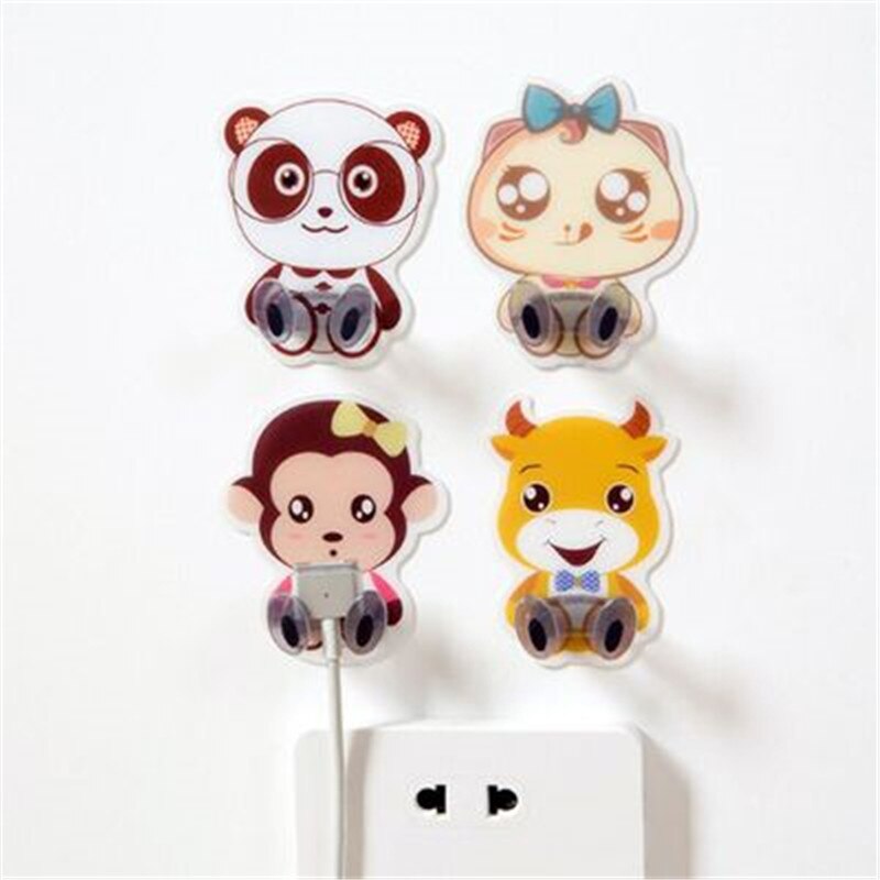 Cute Cartoon Animal Socket Power Cord Plug Storage Rack Wall Mounted Adhesive Hook Multifunction Home Products Shelf Holder
