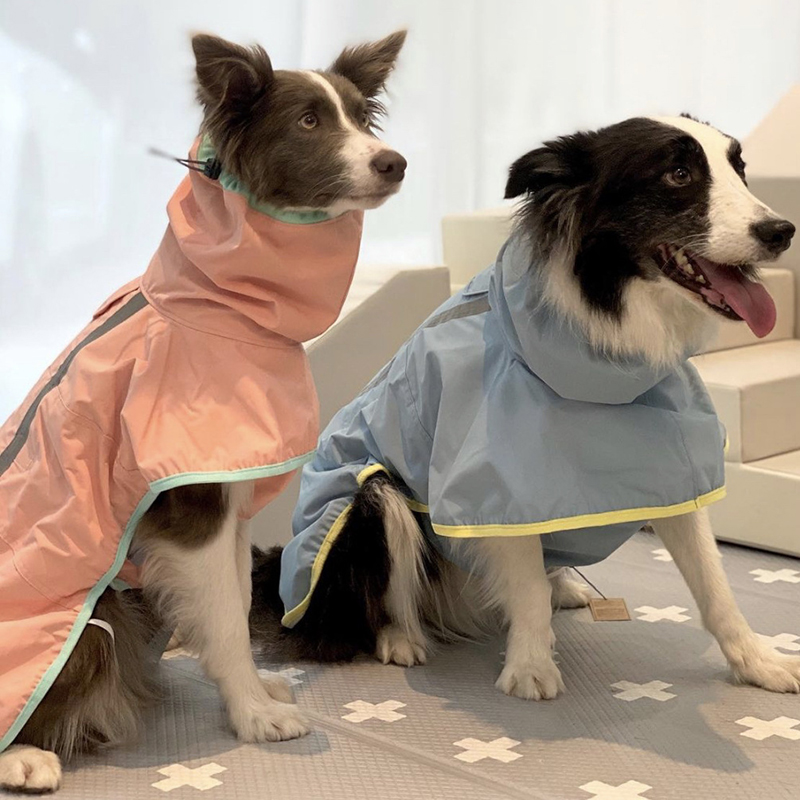 Reflektierender Hunderegenmantel, Traktionsregenmantel, wasserdichte, winddichte Katzenjacke für mittelgroße und große Hunde, Kleidungsoverall