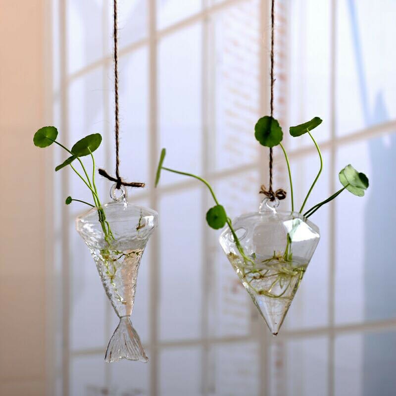 Wall Hanging Light Bulb Glass Bird Shape Vase Flower Plant Terrarium Container Home Decor Vases