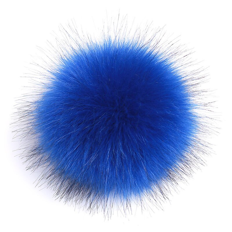 12cm lapin Pom Pom porte-clés véritable fourrure boule pompon voiture porte-clés lapin fourrure boule porte-clés Pompons sac breloques avec chaînes porte-clés: royal blue