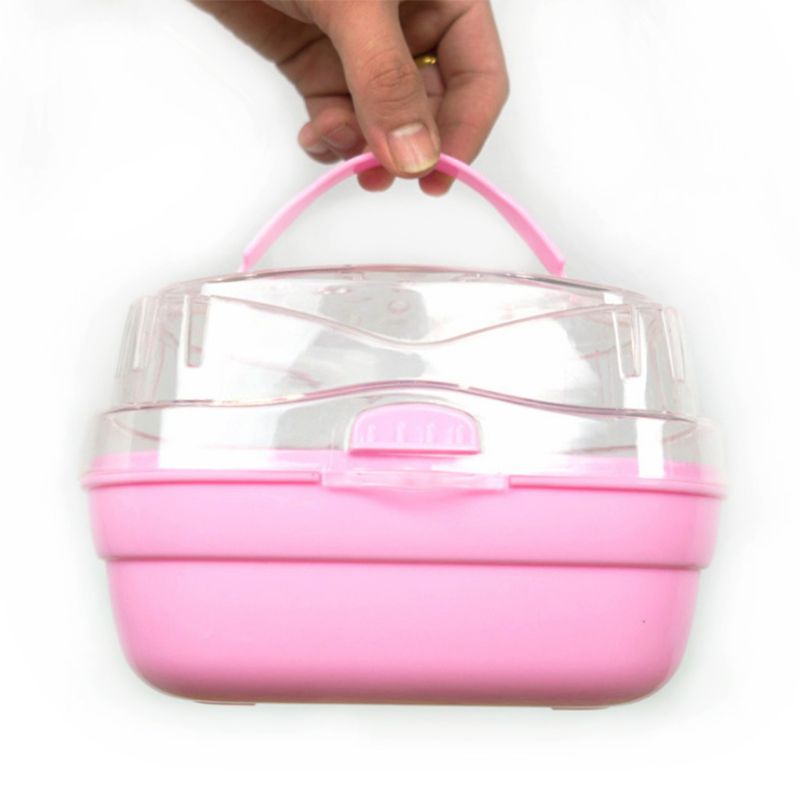 Caja de transporte para hámster, transportadora de mascotas pequeña, portátil, casa de vacaciones para ratón H55A